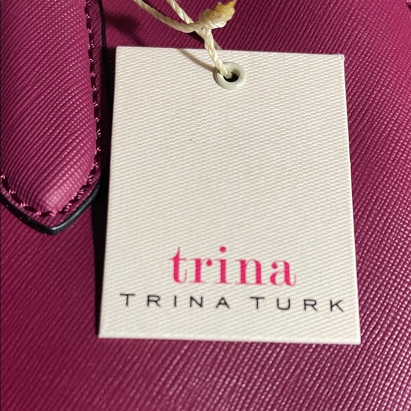 Trina Turk Wine Color Satchel with Gold Details and Animal Print Card case NWT - Picture 5 of 6
